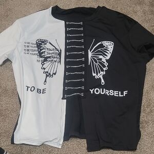 Butterfly Print Kids Shirt - Black and White